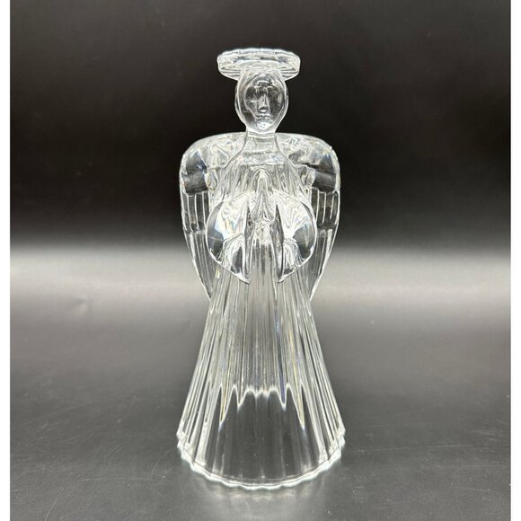 Crystal Angel Figurine Glass Candle Holder Clear Praying Hands Christmas Decor - Picture 2 of 10